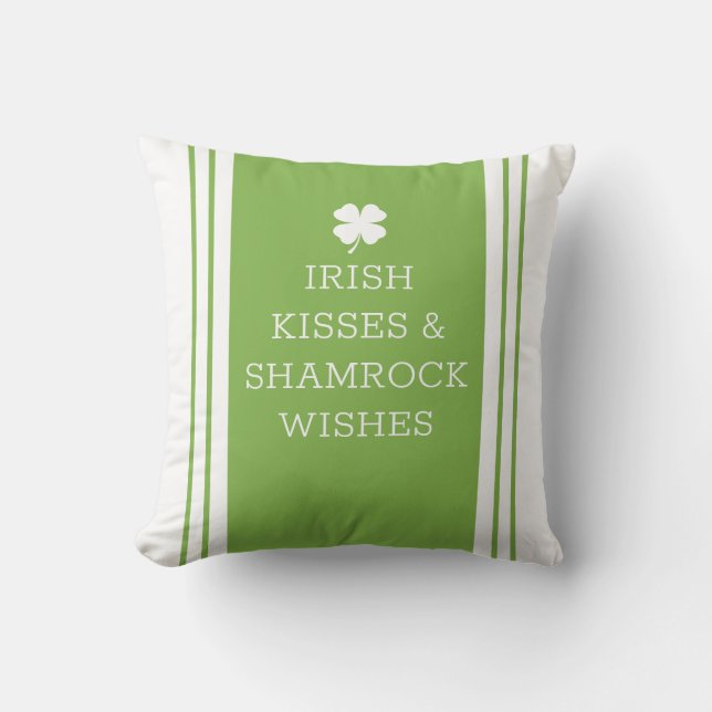 White Green Personalize Message Clover Leaf Kussen (Voorkant)