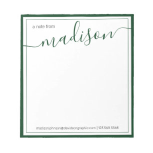 White Green - persoonlijke naam op het bureau van Notitieblok