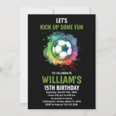 White Green Soccer Invitations Anniversaire (Devant)