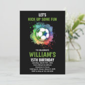 White Green Soccer Invitations Anniversaire (Debout devant)
