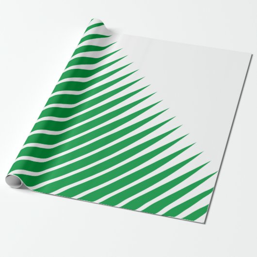 White Green Spikes Leaf Pattern Art Kerstmis Cadeaupapier (Uitgerold)