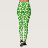 White & Green St Patrick's Day Shamrock Pattern Leggings (Achterkant)