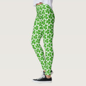 White & Green St Patrick's Day Shamrock Pattern Leggings (Links)