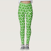 White & Green St Patrick's Day Shamrock Pattern Leggings (Voorkant)