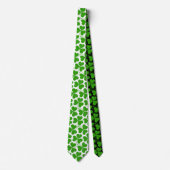 White & Green St Patrick's Day Shamrock Pattern Stropdas (Voorkant)