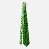 White & Green St Patrick's Day Shamrock Pattern Stropdas (Achterkant)