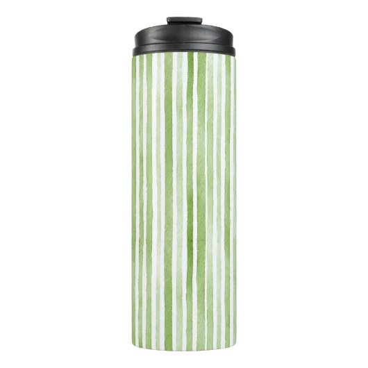 White Green Stripes Thermosbeker (Voorkant)