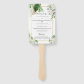 White Green Waterverf Floral Gold Wedding Programm Handwaaier (Achterkant)