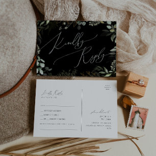 White Greenery Black Gold Song Request RSVP Briefkaart