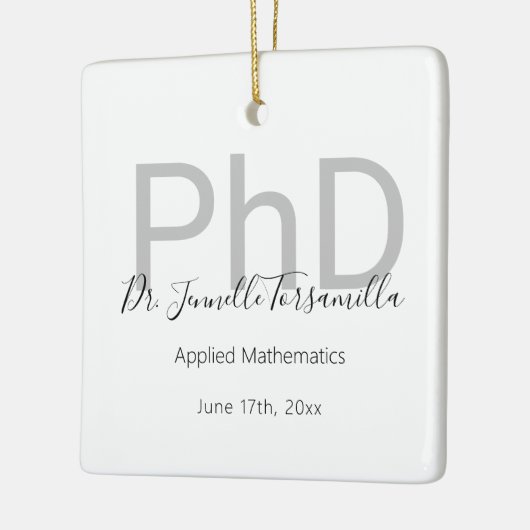 White Grey Afstuderen Naam PhD Afstuderen Keramisch Ornament (Links)