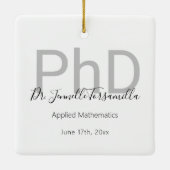 White Grey Afstuderen Naam PhD Afstuderen Keramisch Ornament (Achterkant)