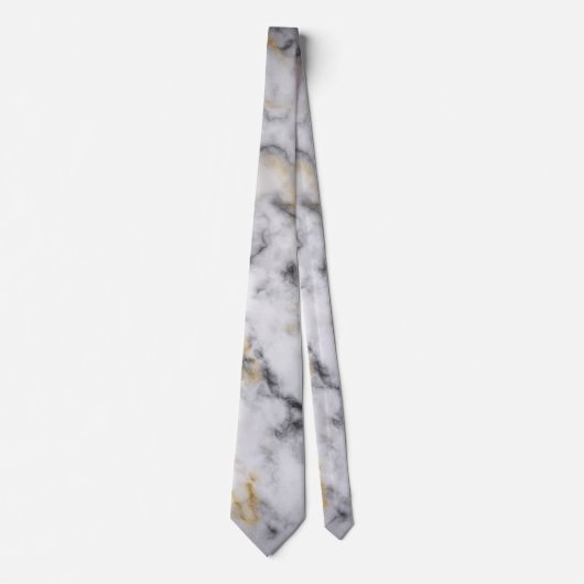 White Grey and Gold Marble Pattern Stropdas (Voorkant)