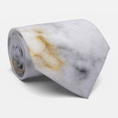 White Grey and Gold Marble Pattern Stropdas (Opgerold)