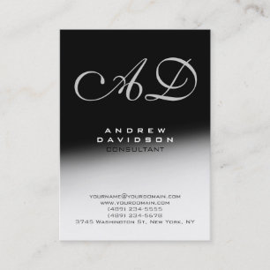 White Grey Black Script Monogram Visitekaartje