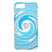 White Grey Blue Swirl Abstract Monogram Case-Mate iPhone Case (Achterkant)