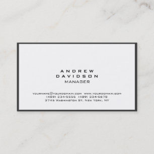 White Grey Border Trendy Plain Chic Visitekaartje