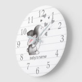 White Grey Bunny Heart Nursery Decor Wall klok (Hoek)