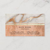 White Grey Carrara Marble Copper Gold Makeup Coral Visitekaartje (Achterkant)