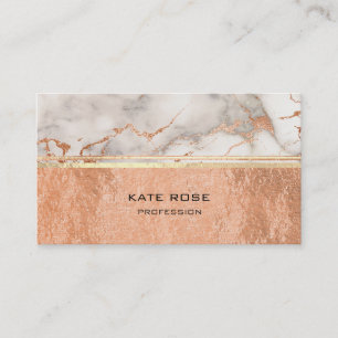 White Grey Carrara Marble Copper Makeup Coral VIP Visitekaartje