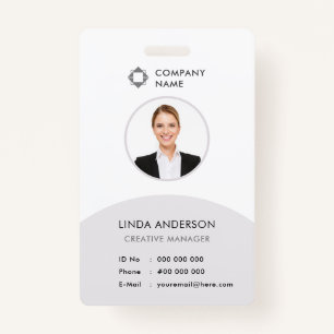 White Grey Employee Photo ID Company Classy Badge