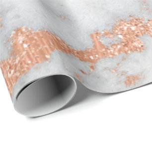 White Grey Marble Roos Gold Gold Shiny Copper Lux Cadeaupapier