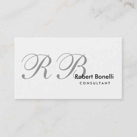 White Grey Monogram Consultant Visitekaartje (Voorkant)