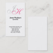 White Grey Monogram Simple Plain Visitekaartje (Voorkant / Achterkant)