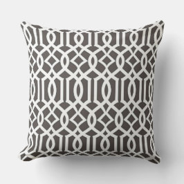 White Grey Moroccan Trellis Decor Pillow Kussen