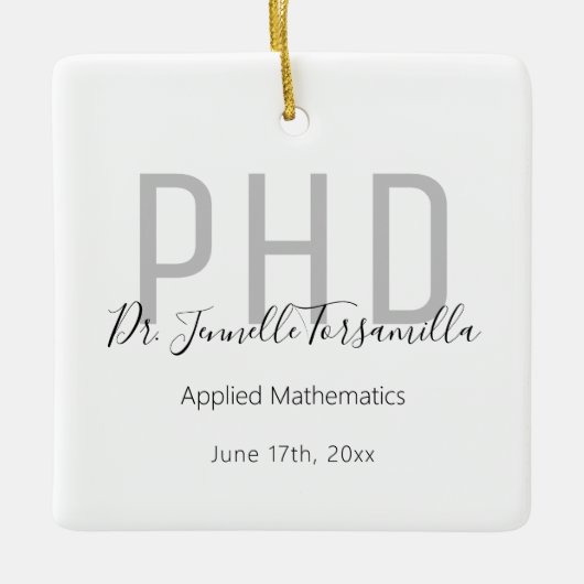 White Grey Name PhD Afstuderen Keramisch Ornament (Voorkant)
