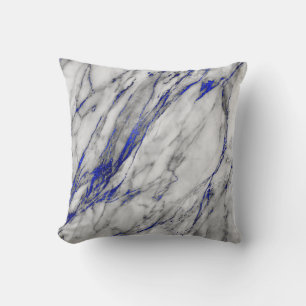 White Grey Sapphire Blue Navy Marble Glam Kussen