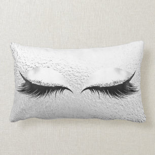 White Grey Silver Metallic Lashes Makeup Glass Kussen