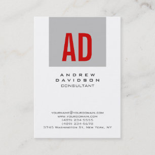 White Grey Stripe Red Monogram Visitekaartje