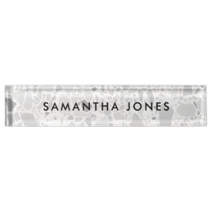 White Grey Terrazzo Classic Personated Name plate Naambordje