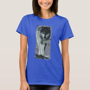 White Grey Wolf Wildlife Art T-shirt