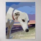White Greyhound Oil Paint, Poster (Voorkant)