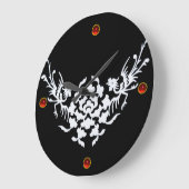 WHITE GRIFFINS AND FLOWERS, Red Ruby Gem Stone Grote Klok (Hoek)