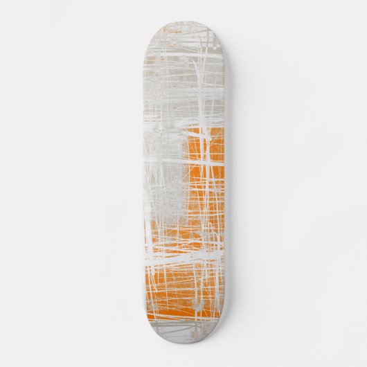White grijs oranje abstract skateboard (Voorkant)