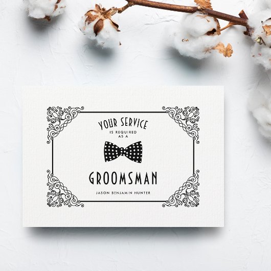 White Groomsman  Luxury Flourish Filigree