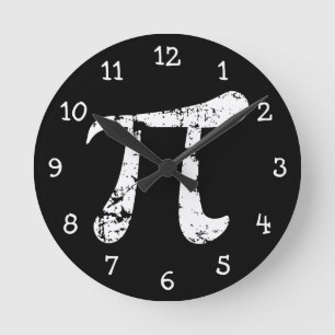 White Grunge Pi Symbol Ronde Klok