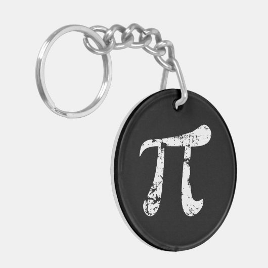 White Grunge Pi Symbol Sleutelhanger (Voorkant Links)