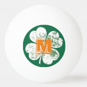 White Grungy four-Leaf Clover op Green Ground Pingpongballen (Achterkant)