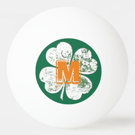 White Grungy four-Leaf Clover op Green Ground Pingpongballen (Achterkant)