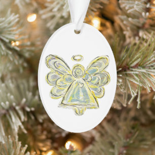 White Guardian Angel Art Holiday Hanger Ornament