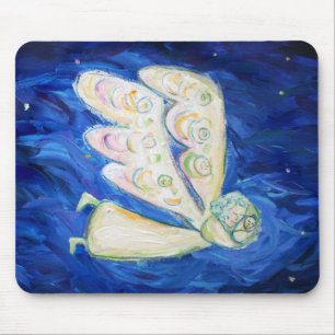 White Guardian Angel met Slaapende Baby Mousepad Muismat