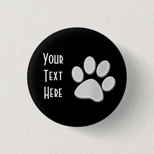 White Halftone Paw Print Ronde Button 3,2 Cm (Voorkant)