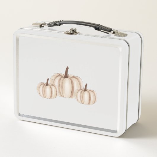 White Halloween Lunchbox with Pumpkin Design (Devant)