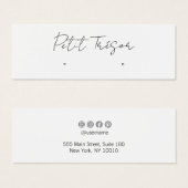 White Handwritten Script  Stud Earring Display Mini Visitekaartjes (Voorkant /achterkant)
