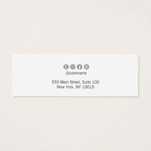 White Handwritten Script  Stud Earring Display Mini Visitekaartjes (Achterkant)