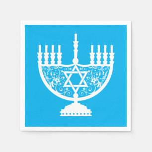 White Hanukkah menorah Servet