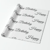 White Happy Birthday-inpakpapier Cadeaupapier (Uitgerold)